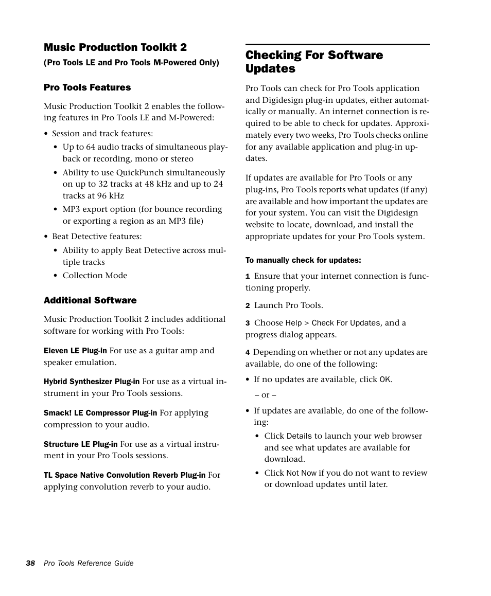 Checking for software updates, Music production toolkit 2 | M-AUDIO Pro Tools Recording Studio User Manual | Page 56 / 1112