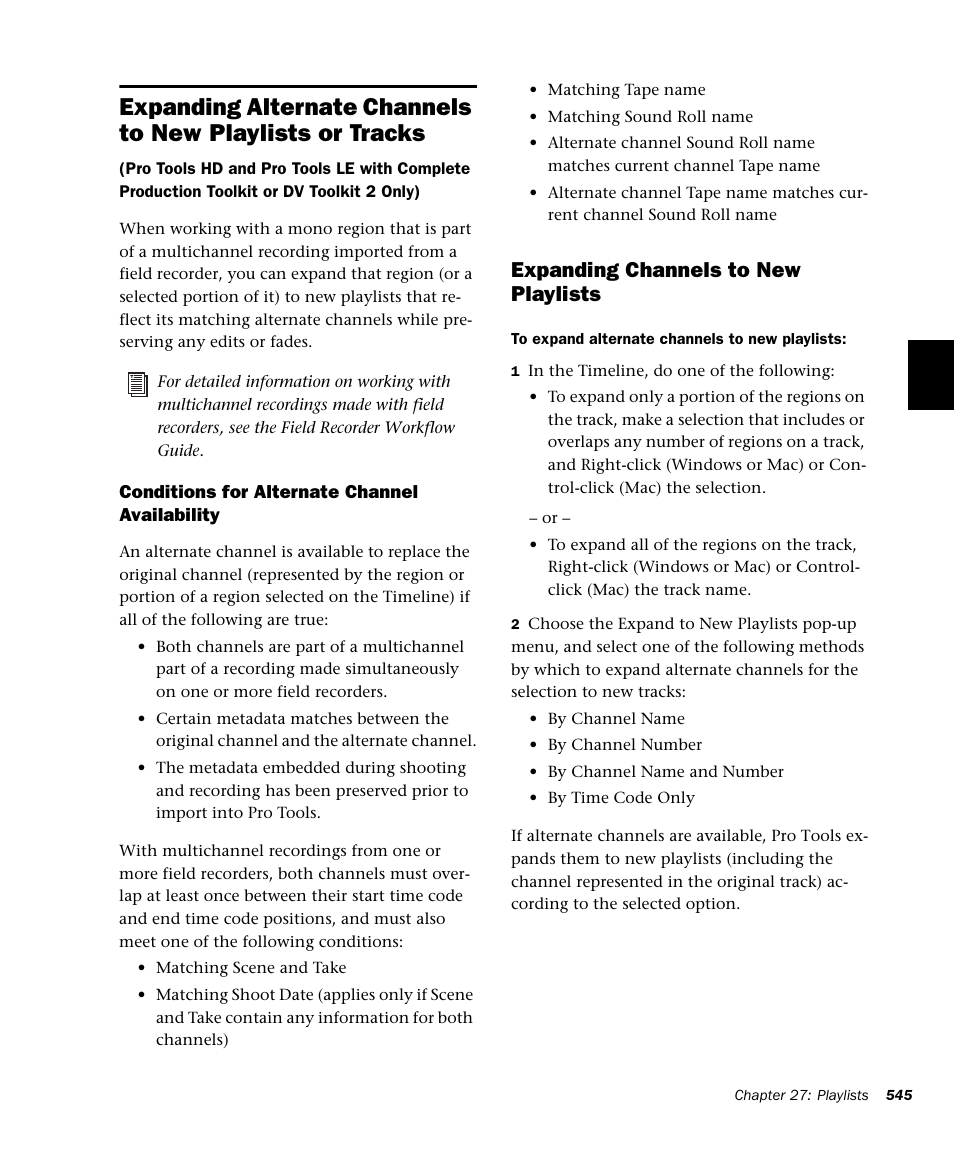 Expanding channels to new playlists | M-AUDIO Pro Tools Recording Studio User Manual | Page 563 / 1112