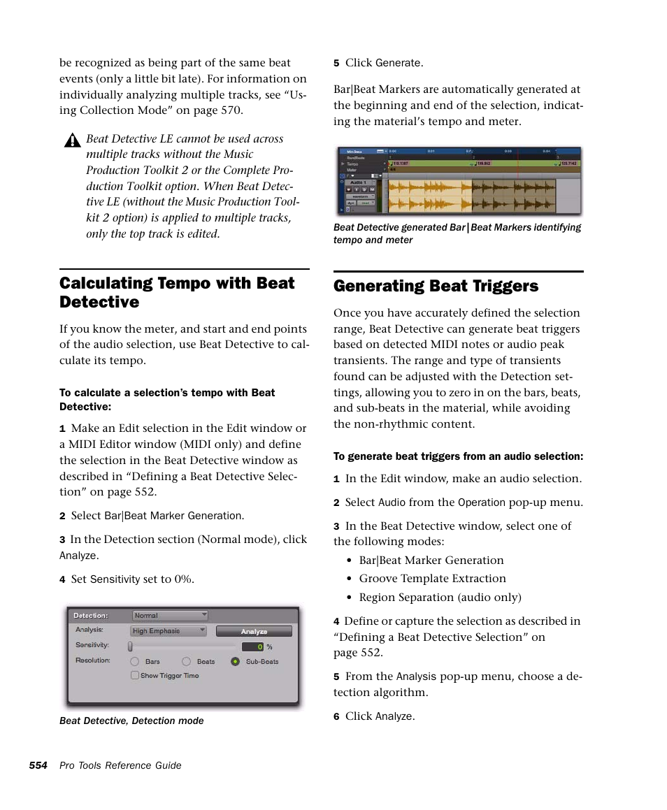 Calculating tempo with beat detective, Generating beat triggers | M-AUDIO Pro Tools Recording Studio User Manual | Page 572 / 1112