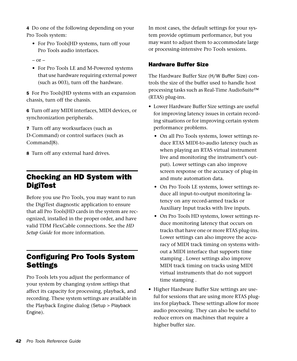 Checking an hd system with digitest, Configuring pro tools system settings | M-AUDIO Pro Tools Recording Studio User Manual | Page 60 / 1112