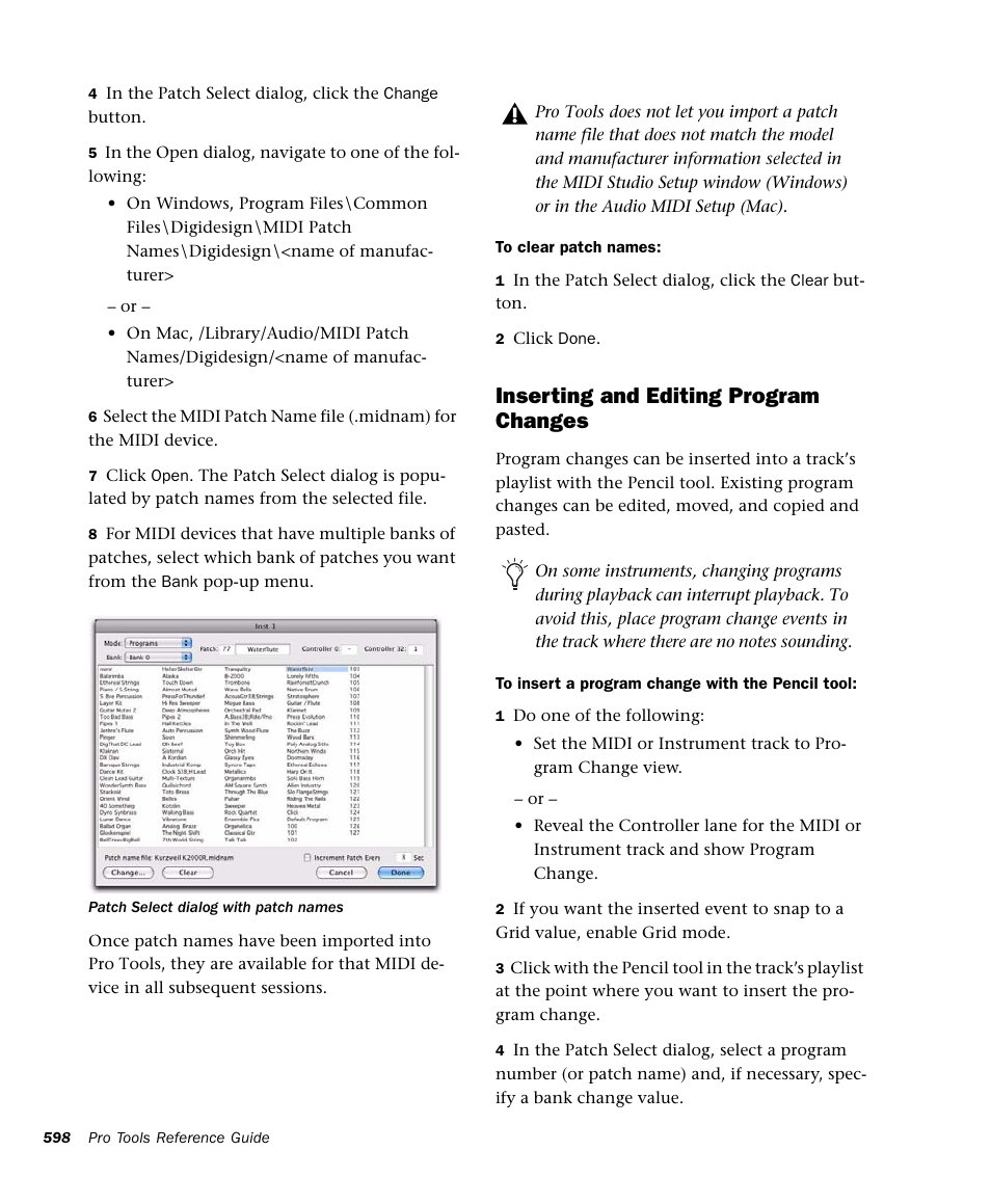 Inserting and editing program changes | M-AUDIO Pro Tools Recording Studio User Manual | Page 616 / 1112