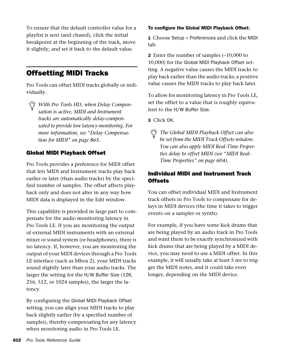 Offsetting midi tracks | M-AUDIO Pro Tools Recording Studio User Manual | Page 620 / 1112