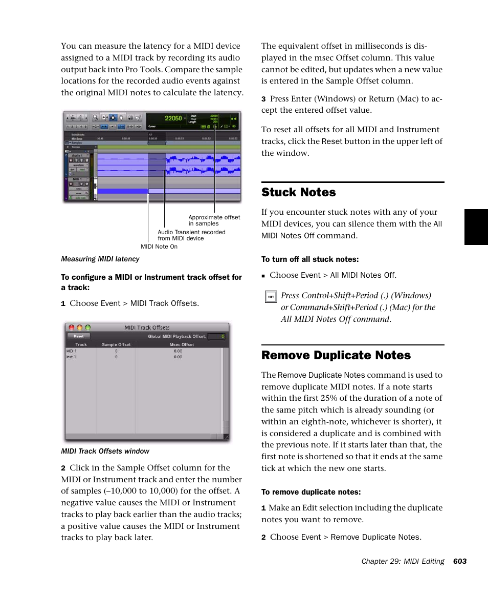 Stuck notes, Remove duplicate notes | M-AUDIO Pro Tools Recording Studio User Manual | Page 621 / 1112