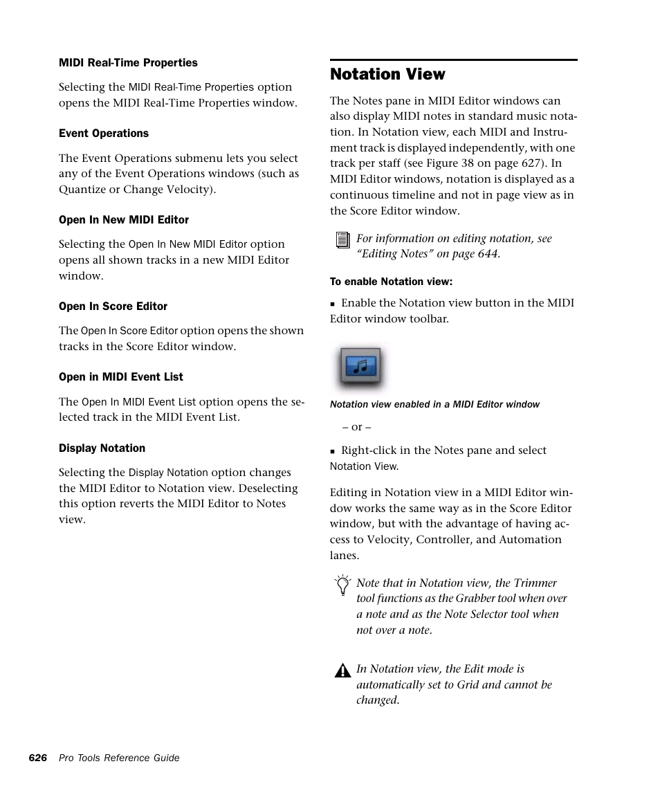Notation view | M-AUDIO Pro Tools Recording Studio User Manual | Page 644 / 1112