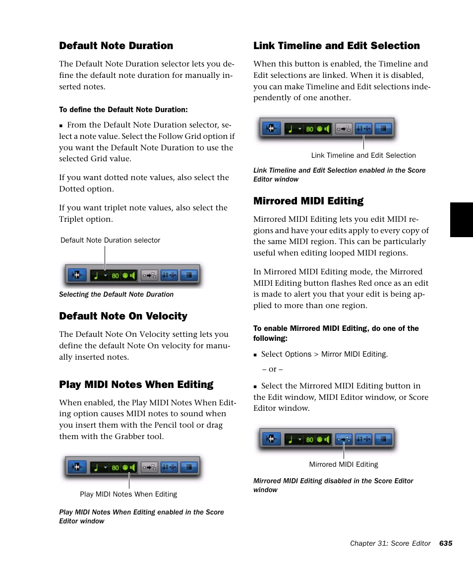 Link timeline and edit selection, Mirrored midi editing | M-AUDIO Pro Tools Recording Studio User Manual | Page 653 / 1112