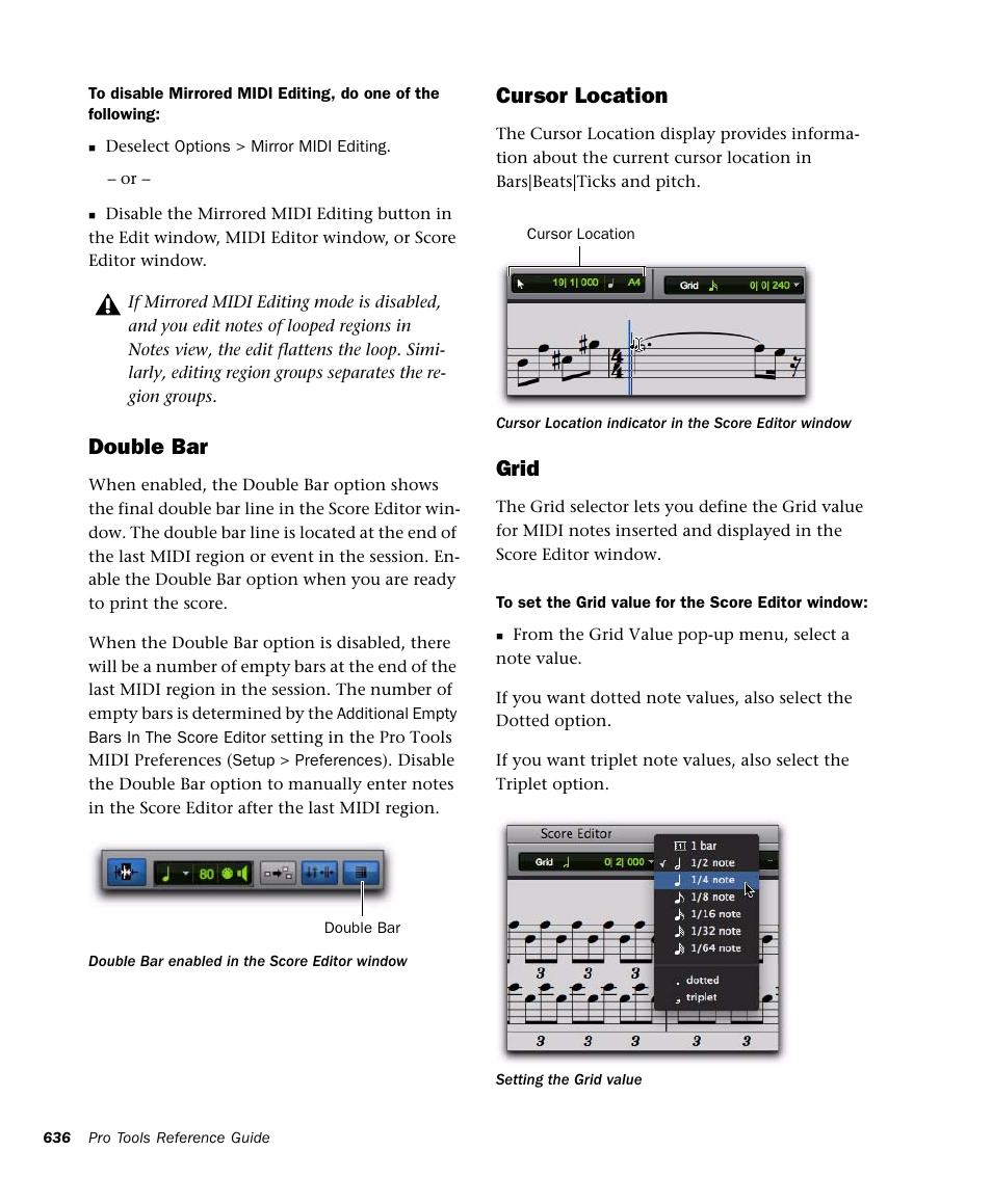 Double bar, Cursor location, Grid | M-AUDIO Pro Tools Recording Studio User Manual | Page 654 / 1112