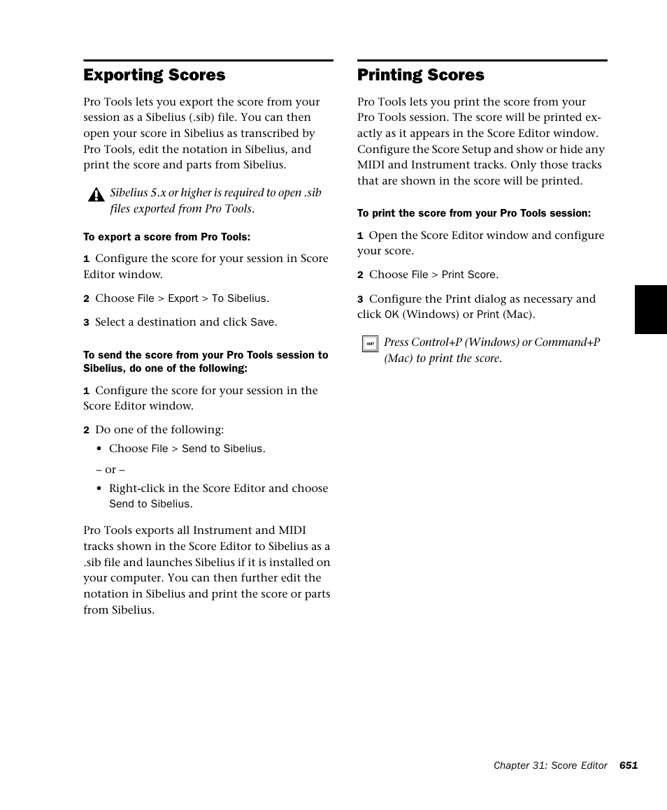 Exporting scores, Printing scores | M-AUDIO Pro Tools Recording Studio User Manual | Page 669 / 1112