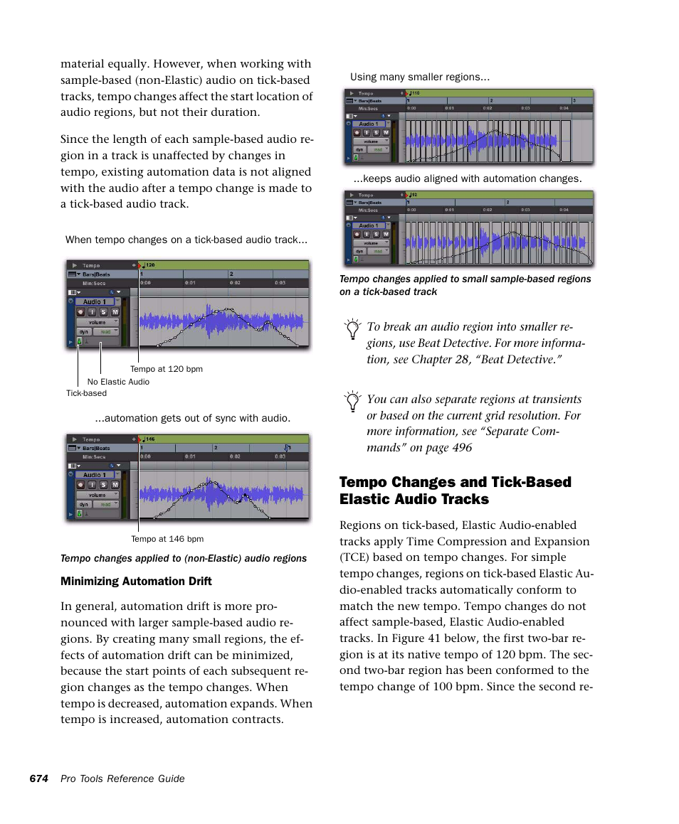 Tempo changes and tick-based elastic audio tracks | M-AUDIO Pro Tools Recording Studio User Manual | Page 692 / 1112