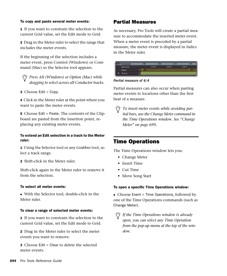 Time operations, Partial measures | M-AUDIO Pro Tools Recording Studio User Manual | Page 712 / 1112
