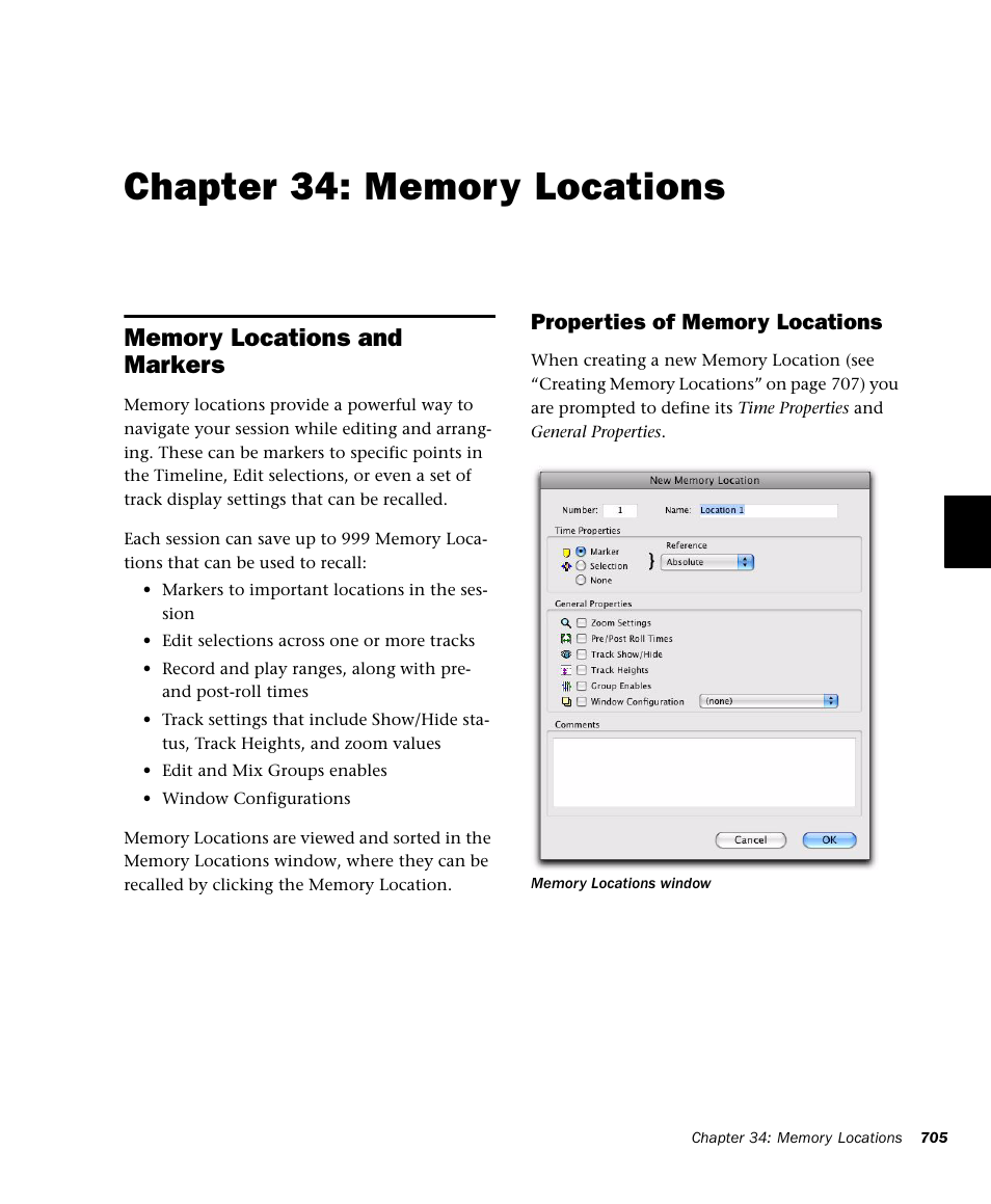 Chapter 34: memory locations, Memory locations and markers, R 34. memory locations | M-AUDIO Pro Tools Recording Studio User Manual | Page 723 / 1112