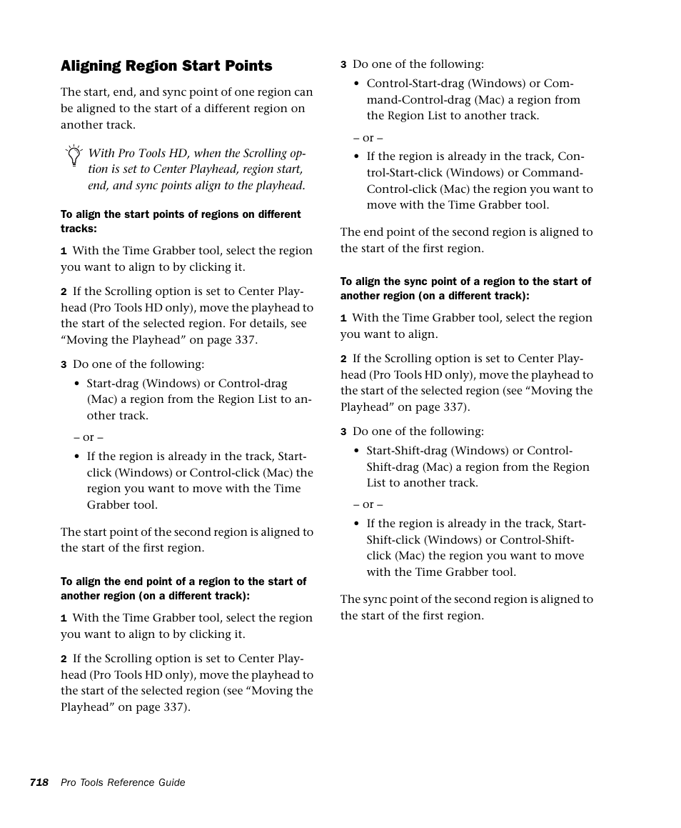 Aligning region start points | M-AUDIO Pro Tools Recording Studio User Manual | Page 736 / 1112