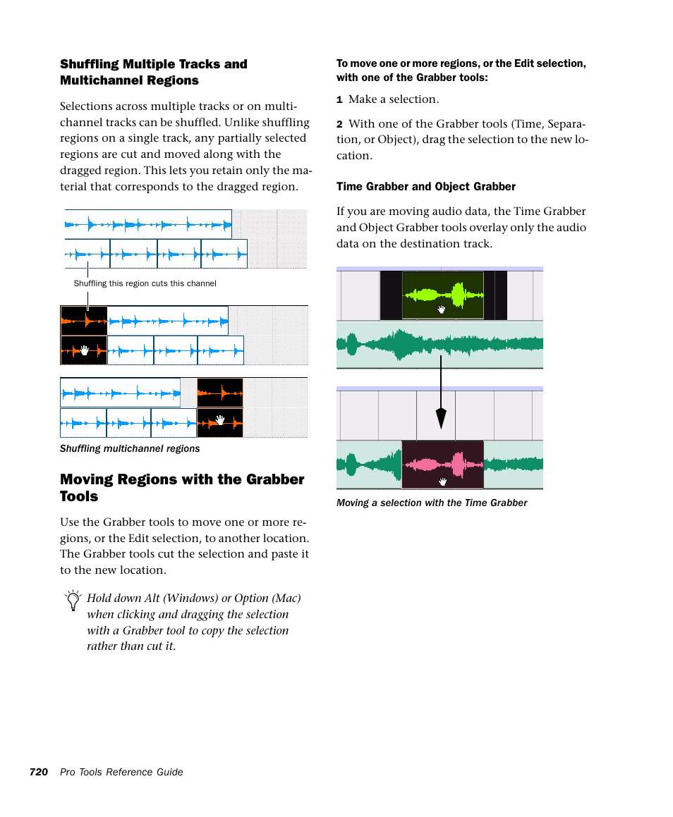Moving regions with the grabber tools | M-AUDIO Pro Tools Recording Studio User Manual | Page 738 / 1112