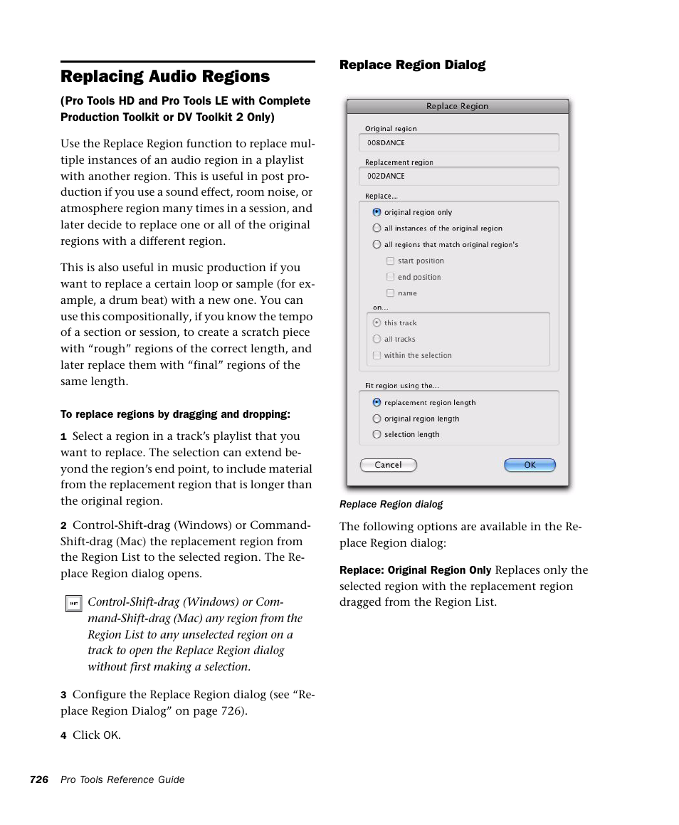 Replacing audio regions | M-AUDIO Pro Tools Recording Studio User Manual | Page 744 / 1112