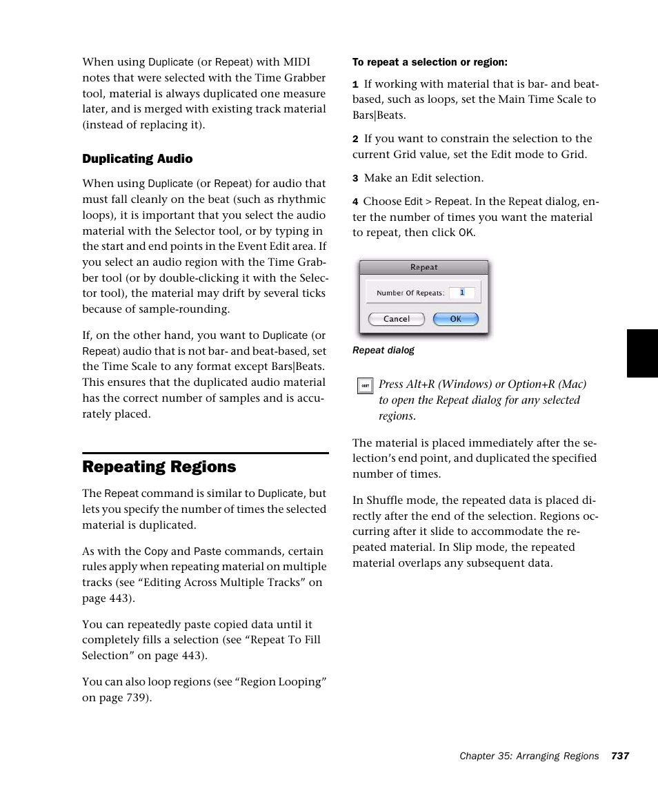 Repeating regions | M-AUDIO Pro Tools Recording Studio User Manual | Page 755 / 1112