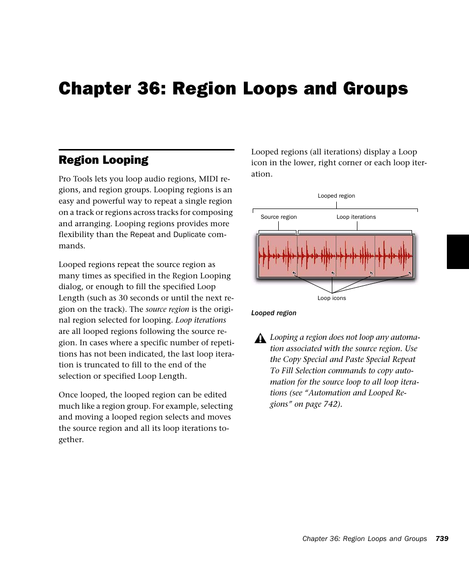 Chapter 36: region loops and groups, Region looping, Region loops and groups | M-AUDIO Pro Tools Recording Studio User Manual | Page 757 / 1112