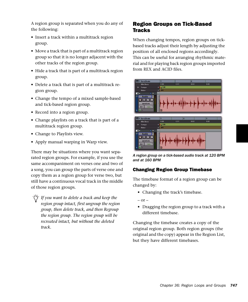 Region groups on tick-based tracks | M-AUDIO Pro Tools Recording Studio User Manual | Page 765 / 1112