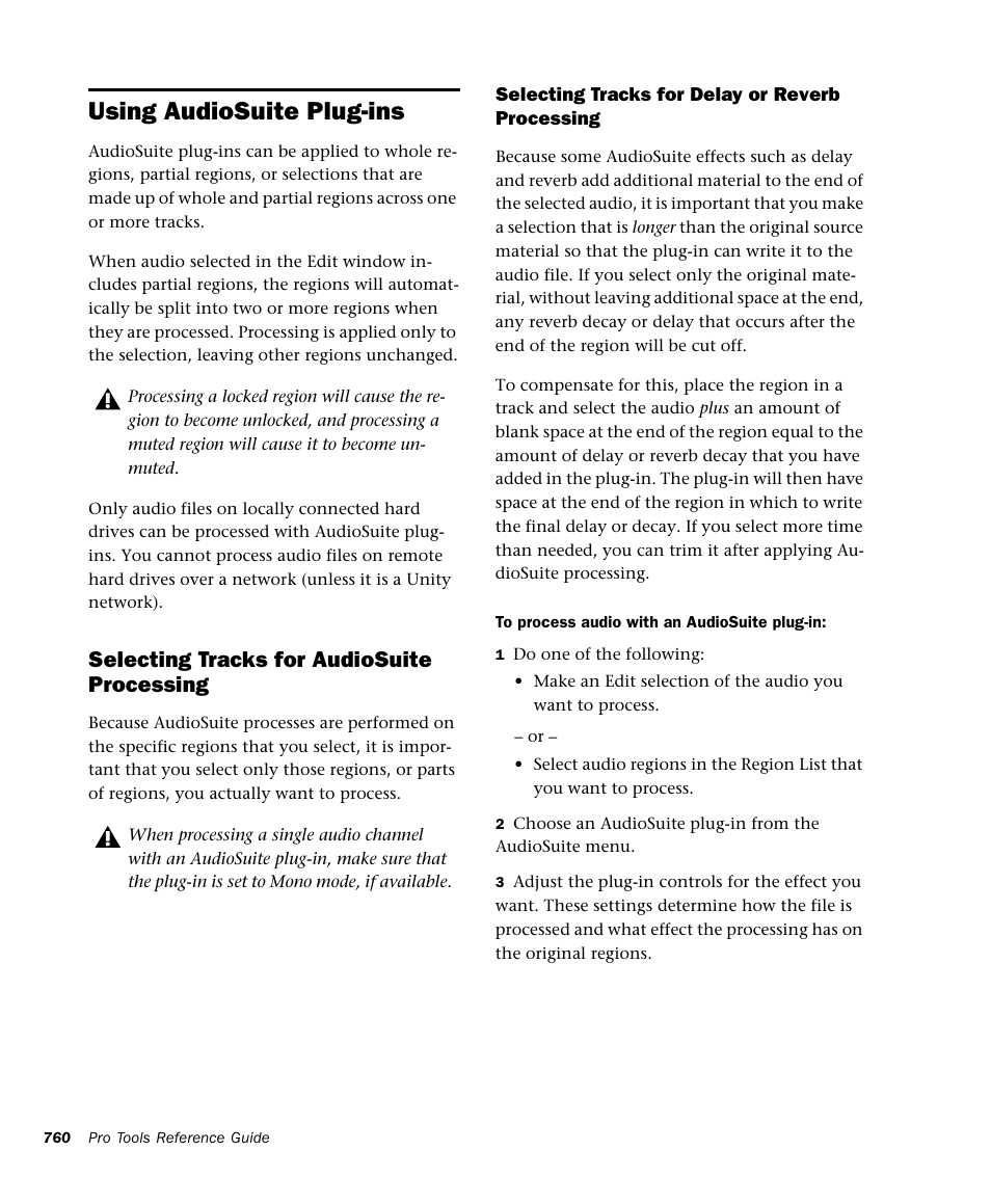 Using audiosuite plug-ins, Selecting tracks for audiosuite processing | M-AUDIO Pro Tools Recording Studio User Manual | Page 778 / 1112