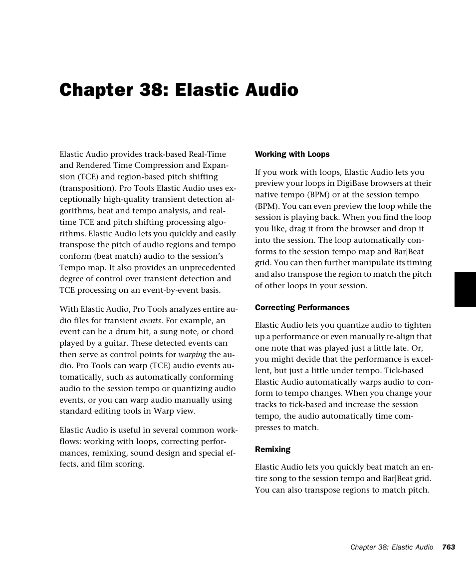 Chapter 38: elastic audio, Elastic audio, See chapter 38, “elastic | Audio | M-AUDIO Pro Tools Recording Studio User Manual | Page 781 / 1112