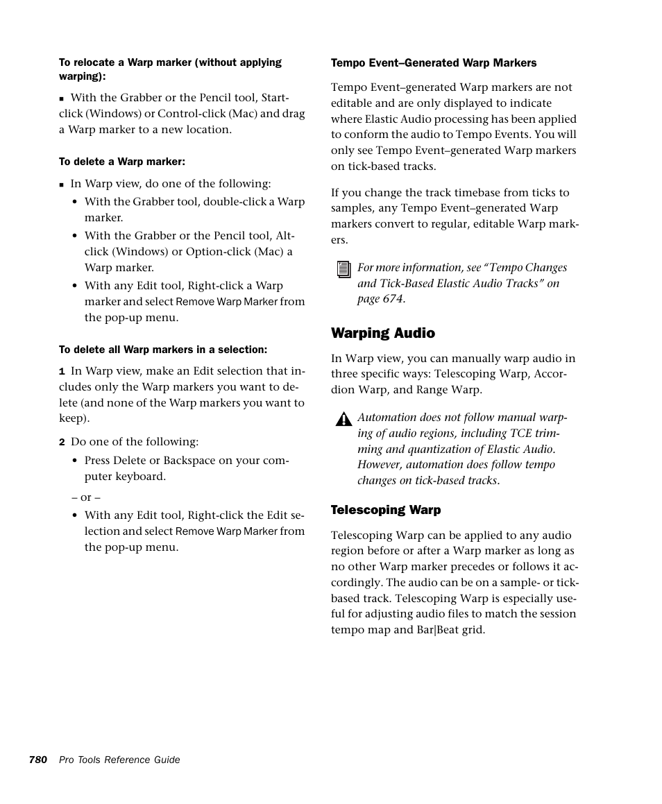 Warping audio | M-AUDIO Pro Tools Recording Studio User Manual | Page 798 / 1112