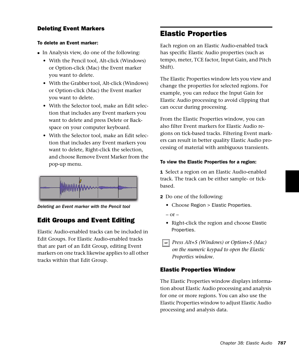 Elastic properties, Edit groups and event editing | M-AUDIO Pro Tools Recording Studio User Manual | Page 805 / 1112