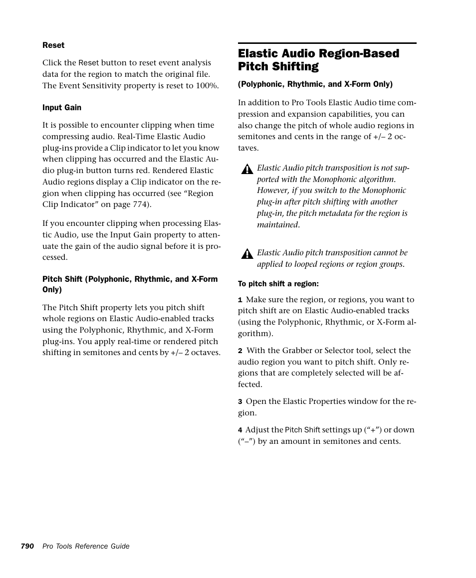 Elastic audio region-based pitch shifting | M-AUDIO Pro Tools Recording Studio User Manual | Page 808 / 1112