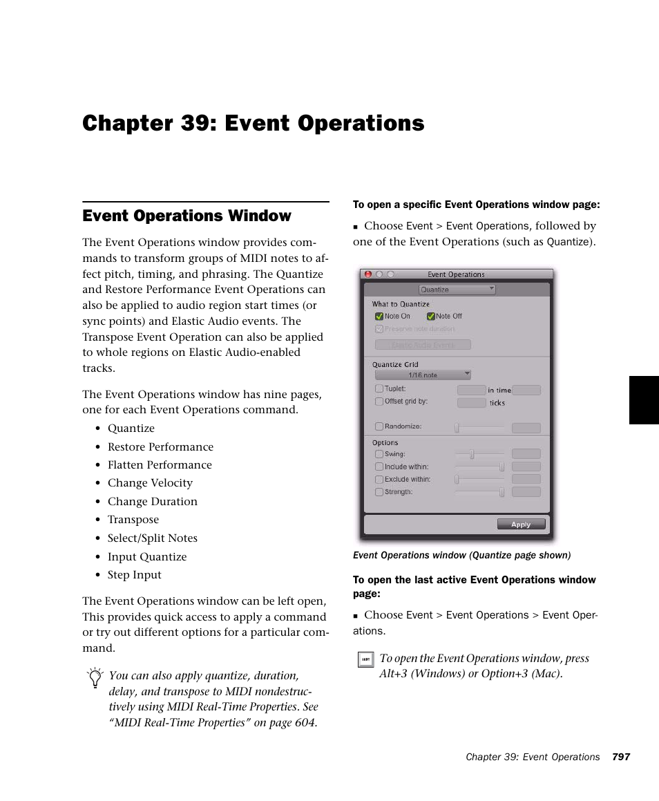 Chapter 39: event operations, Event operations window, Event operations | Chapter 39, “event operations”) | M-AUDIO Pro Tools Recording Studio User Manual | Page 815 / 1112