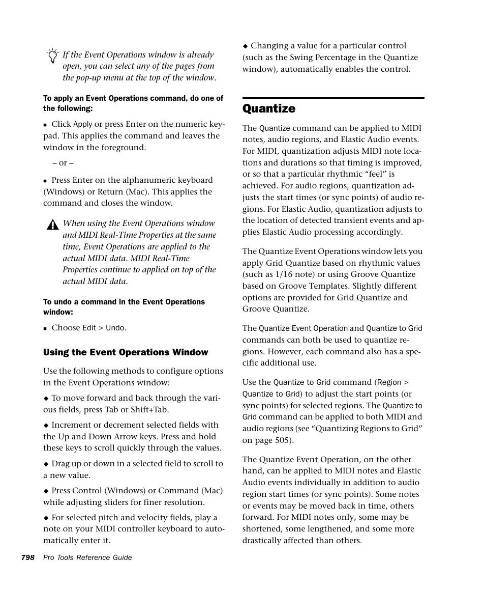 Quantize | M-AUDIO Pro Tools Recording Studio User Manual | Page 816 / 1112