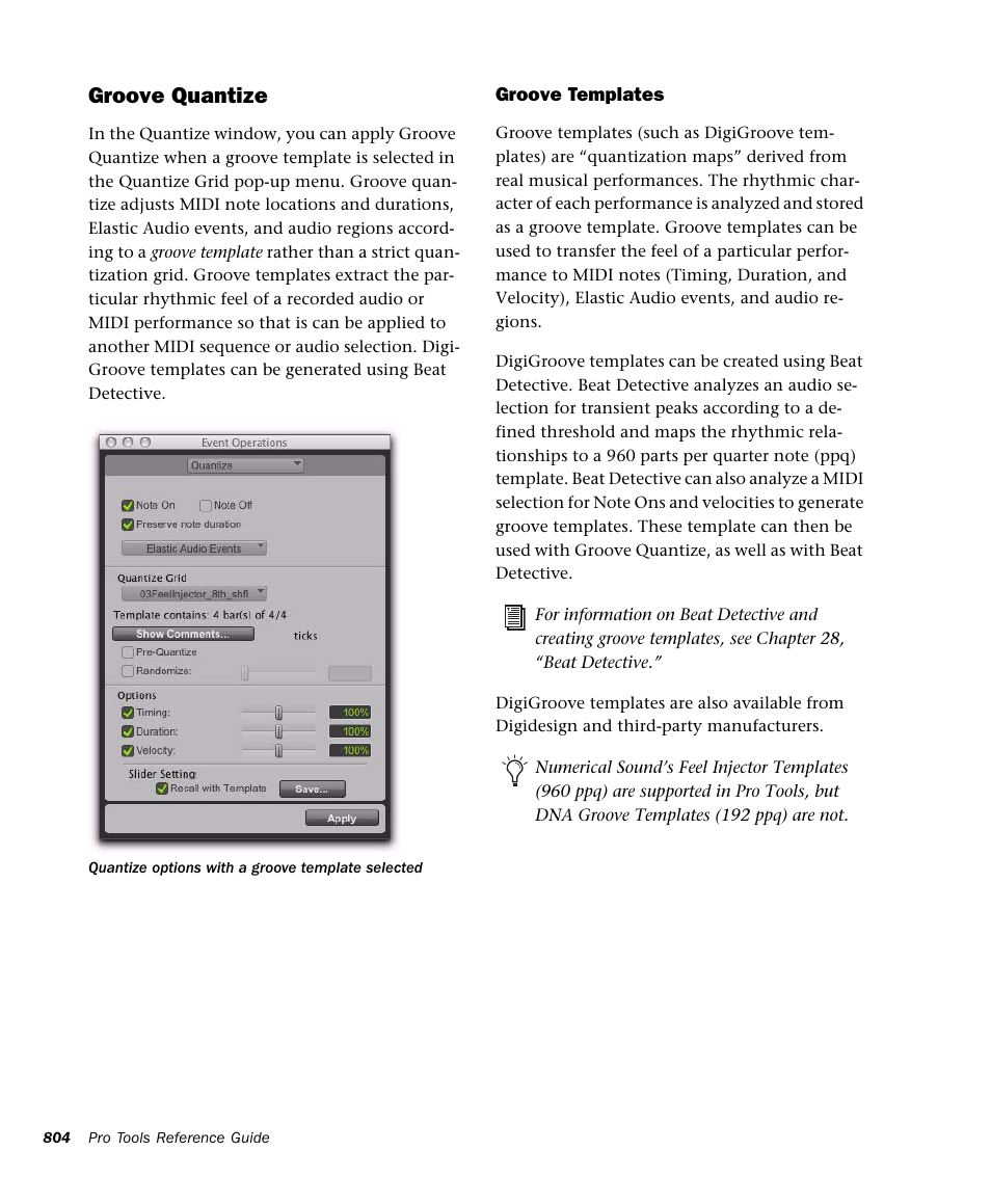 Groove quantize | M-AUDIO Pro Tools Recording Studio User Manual | Page 822 / 1112