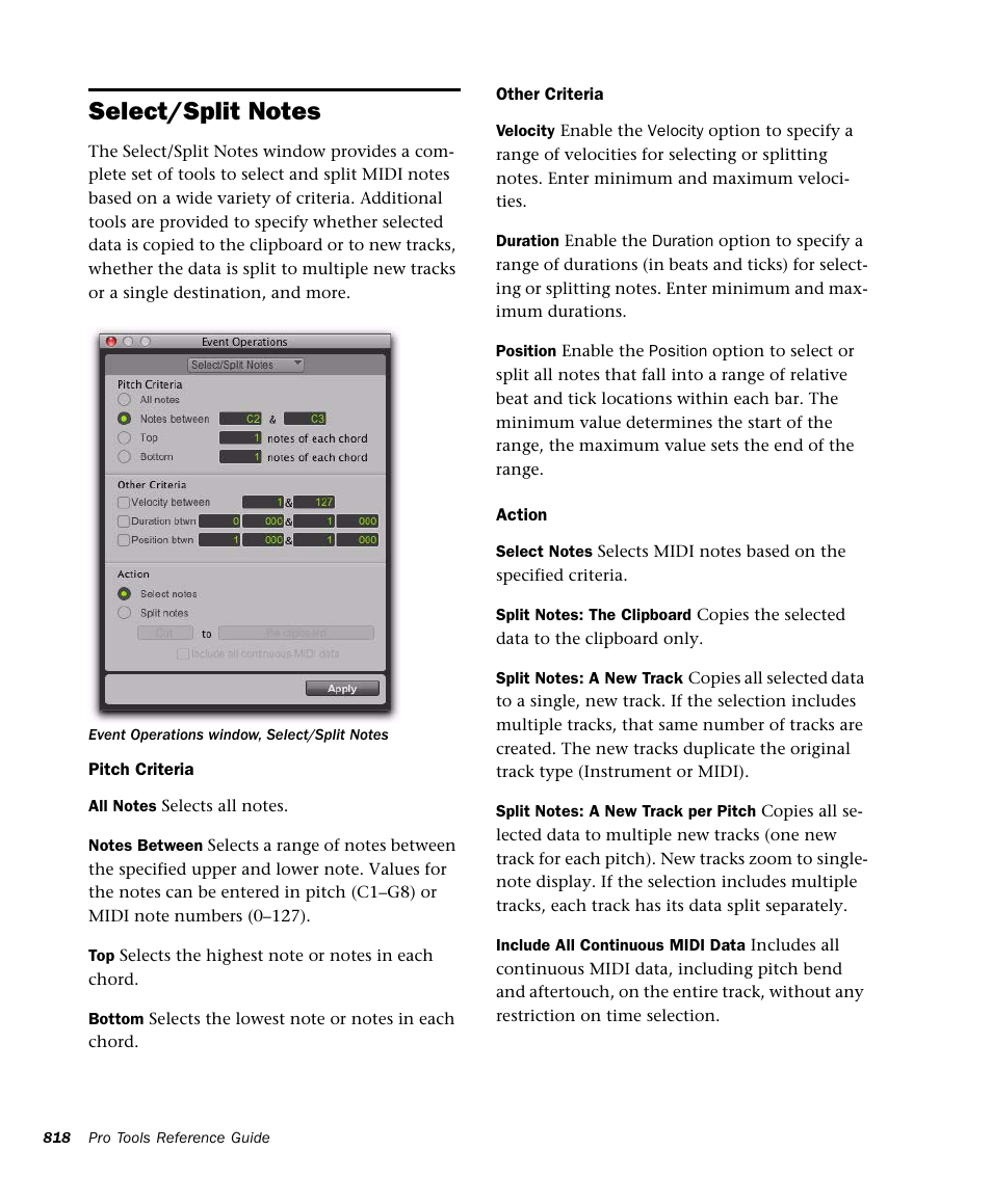 Select/split notes | M-AUDIO Pro Tools Recording Studio User Manual | Page 836 / 1112
