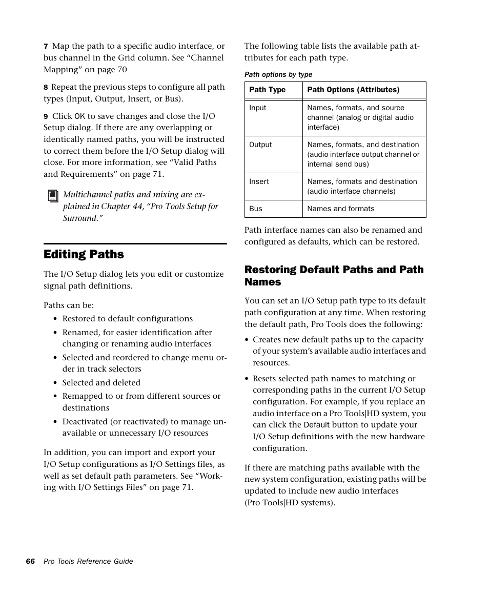 Editing paths, Restoring default paths and path names | M-AUDIO Pro Tools Recording Studio User Manual | Page 84 / 1112