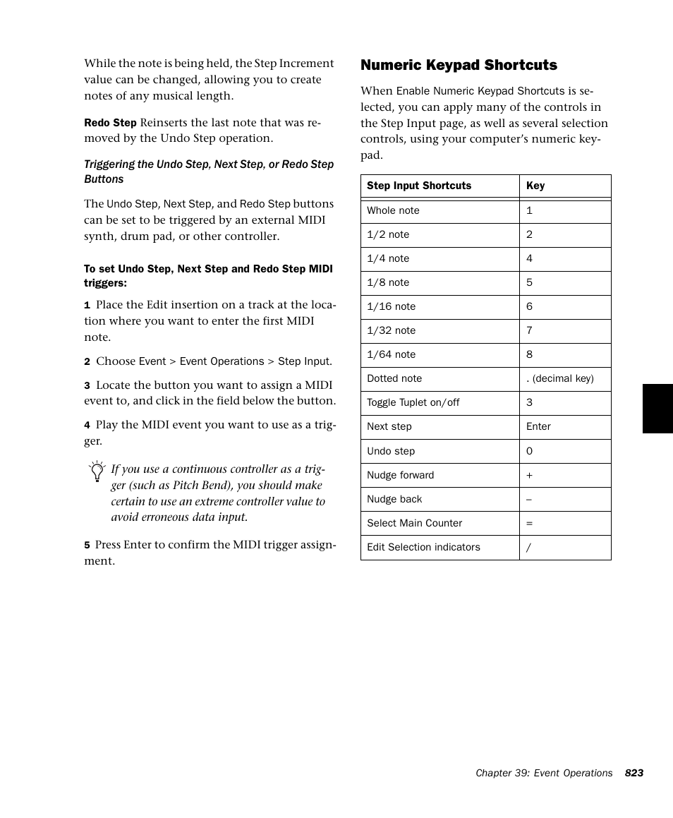 Numeric keypad shortcuts | M-AUDIO Pro Tools Recording Studio User Manual | Page 841 / 1112