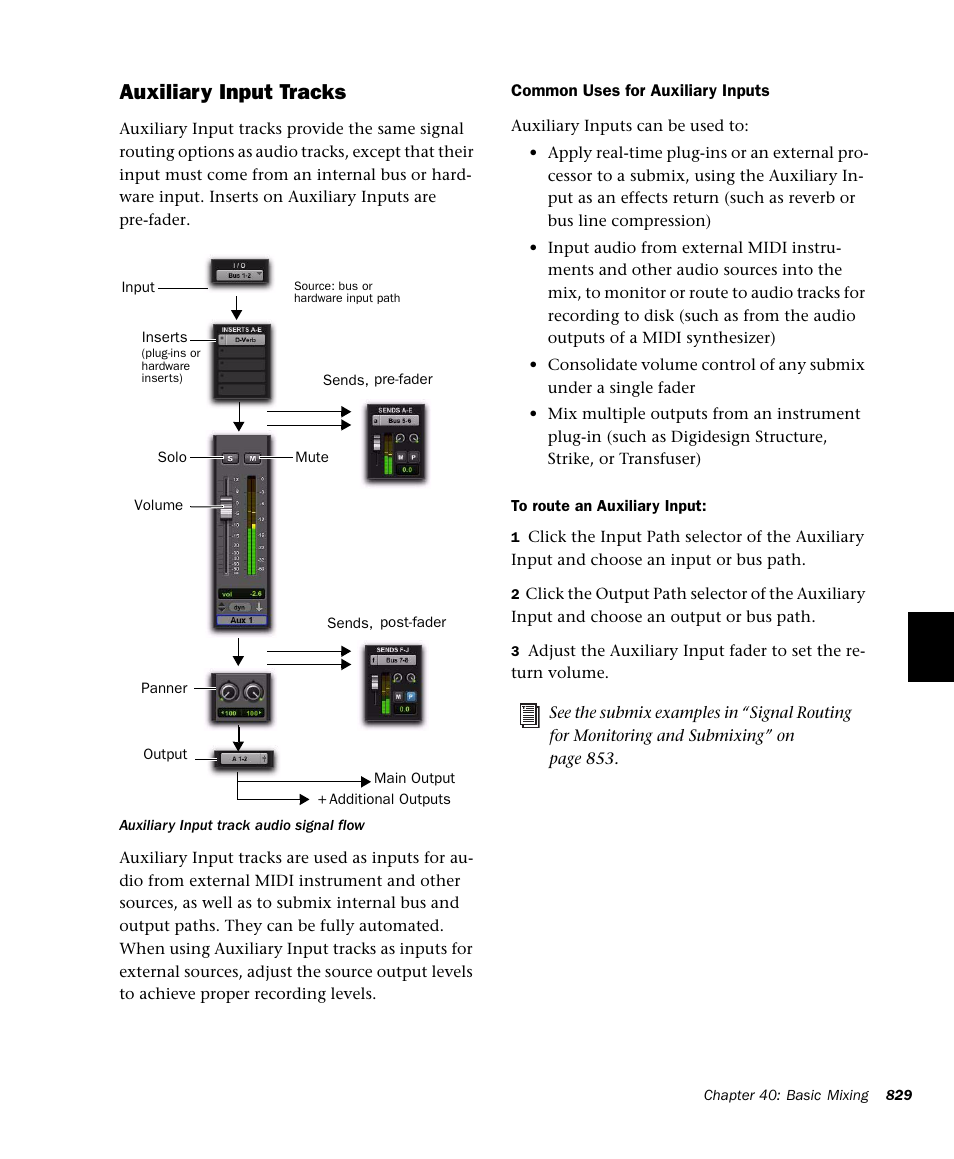 Auxiliary input tracks | M-AUDIO Pro Tools Recording Studio User Manual | Page 847 / 1112