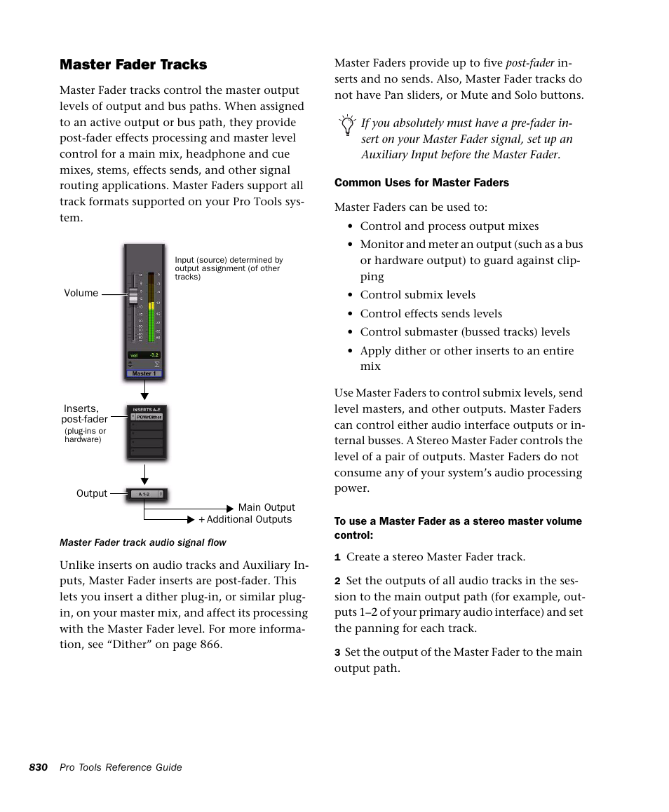Master fader tracks | M-AUDIO Pro Tools Recording Studio User Manual | Page 848 / 1112