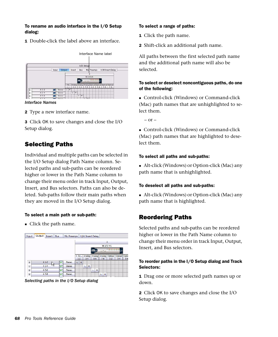 Selecting paths, Reordering paths | M-AUDIO Pro Tools Recording Studio User Manual | Page 86 / 1112
