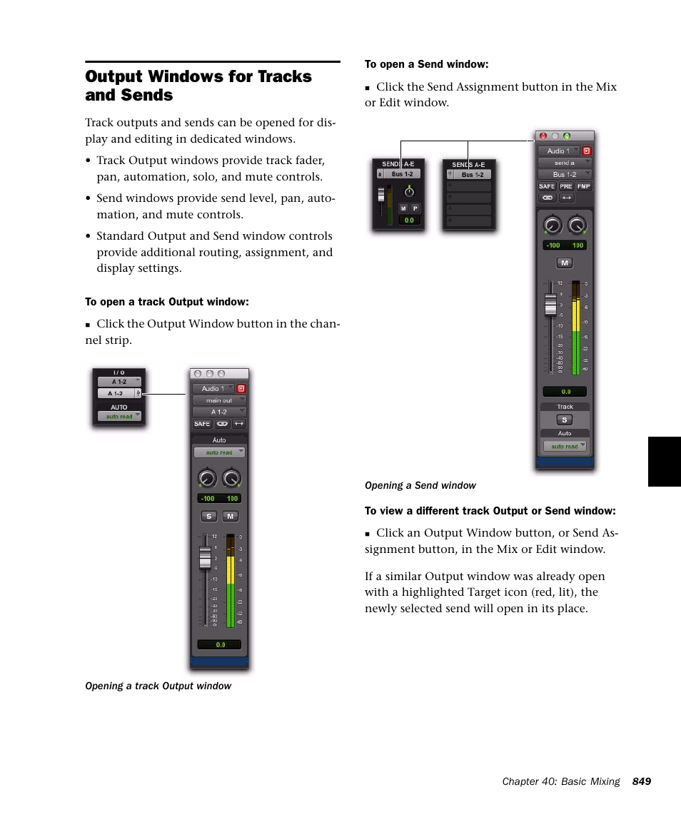 Output windows for tracks and sends | M-AUDIO Pro Tools Recording Studio User Manual | Page 867 / 1112