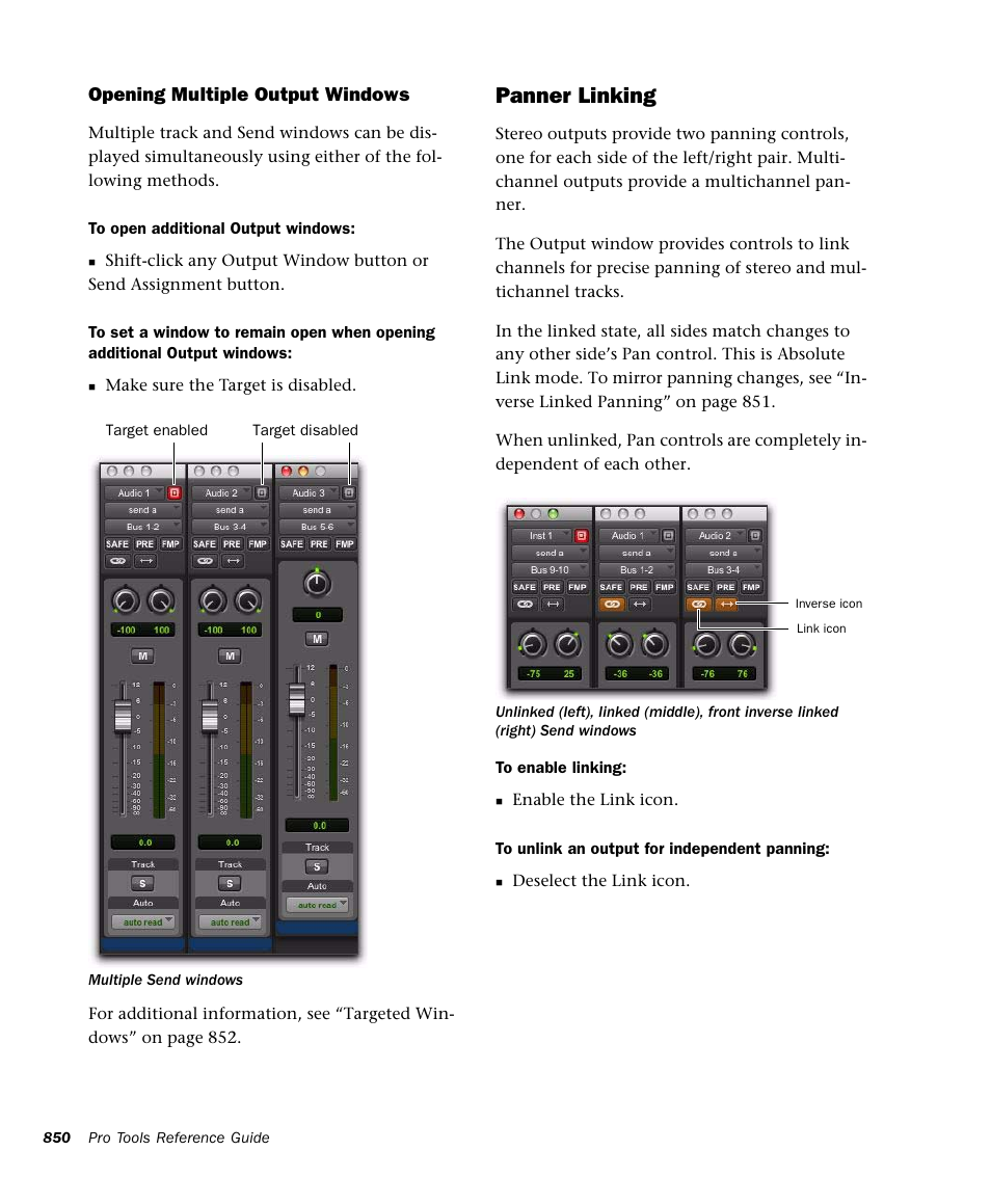 Panner linking | M-AUDIO Pro Tools Recording Studio User Manual | Page 868 / 1112