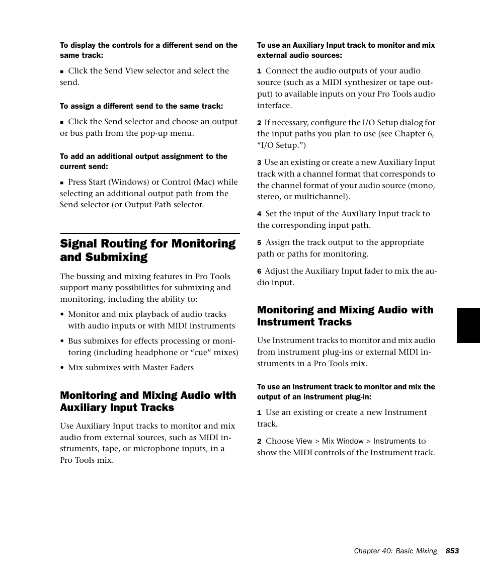 Signal routing for monitoring and submixing, Monitoring and mixing audio with instrument tracks | M-AUDIO Pro Tools Recording Studio User Manual | Page 871 / 1112
