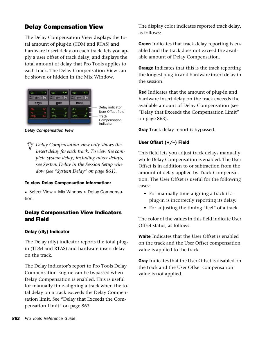 Delay compensation view | M-AUDIO Pro Tools Recording Studio User Manual | Page 880 / 1112