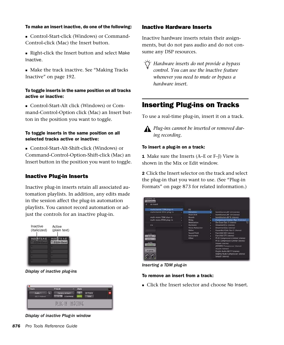 Inserting plug-ins on tracks | M-AUDIO Pro Tools Recording Studio User Manual | Page 894 / 1112