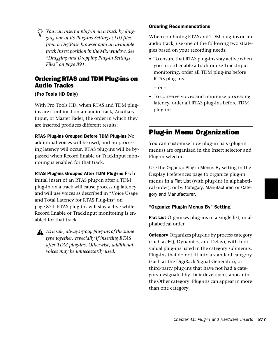 Plug-in menu organization, Ordering rtas and tdm plug-ins on audio tracks | M-AUDIO Pro Tools Recording Studio User Manual | Page 895 / 1112