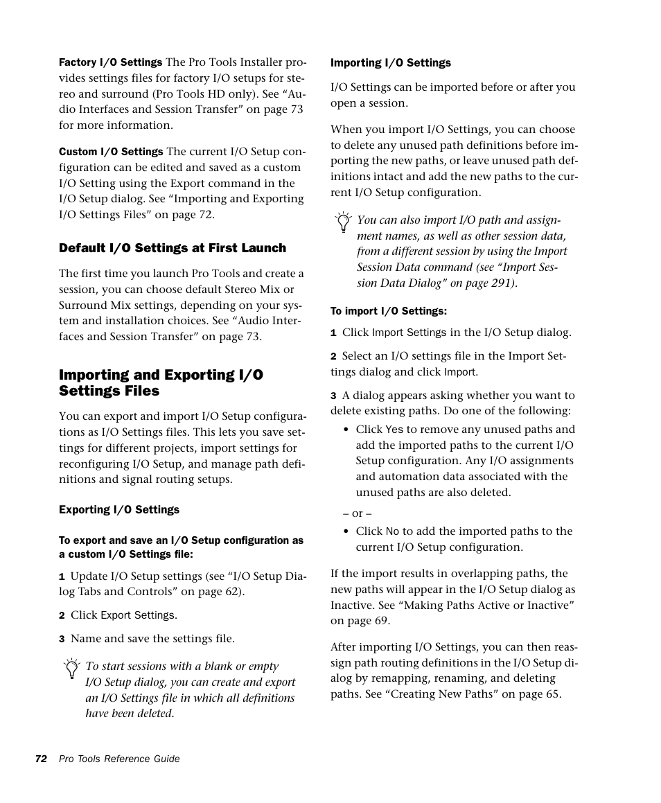 Importing and exporting i/o settings files | M-AUDIO Pro Tools Recording Studio User Manual | Page 90 / 1112