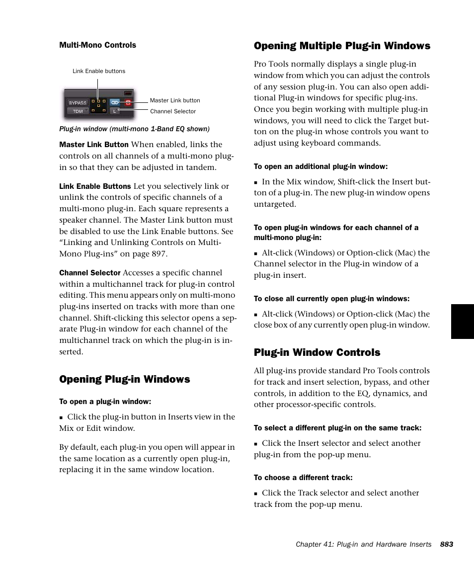 Opening plug-in windows, Opening multiple plug-in windows, Plug-in window controls | M-AUDIO Pro Tools Recording Studio User Manual | Page 901 / 1112