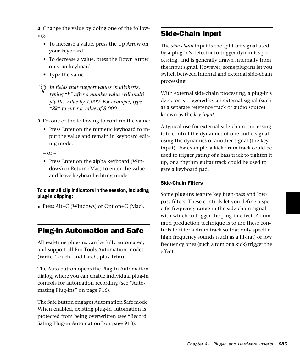 Plug-in automation and safe, Side-chain input | M-AUDIO Pro Tools Recording Studio User Manual | Page 903 / 1112