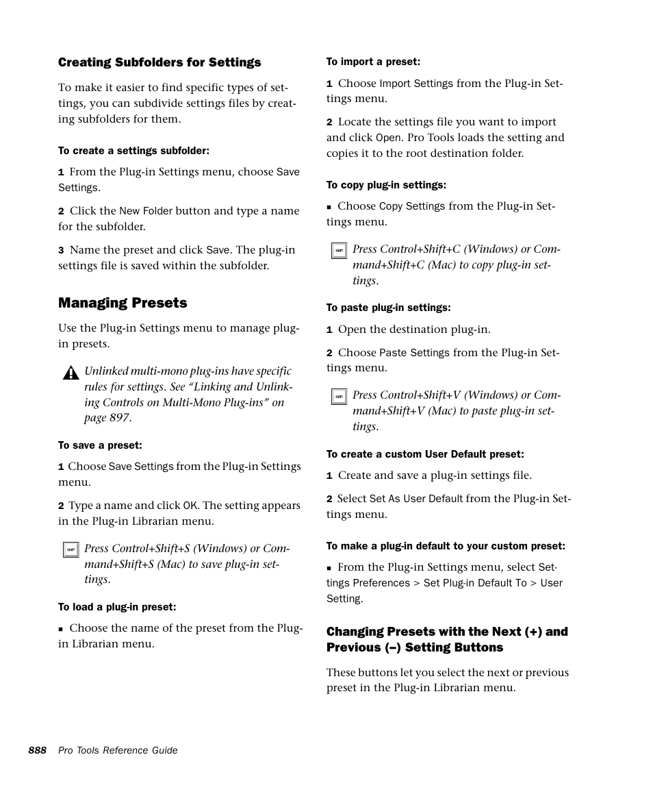 Managing presets | M-AUDIO Pro Tools Recording Studio User Manual | Page 906 / 1112