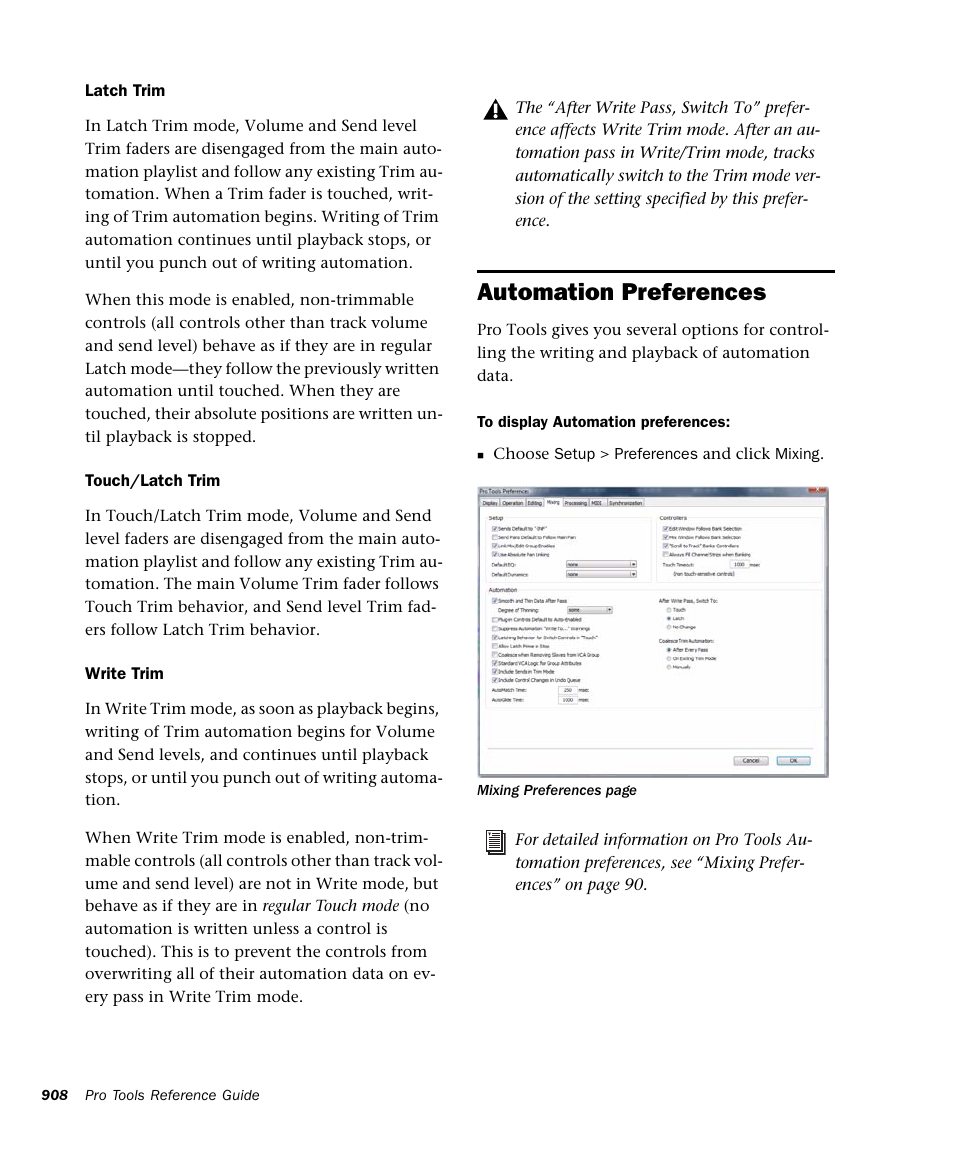 Automation preferences | M-AUDIO Pro Tools Recording Studio User Manual | Page 926 / 1112