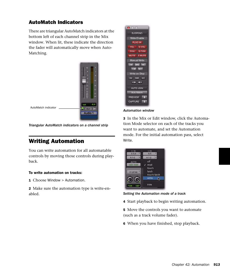 Writing automation, Automatch indicators | M-AUDIO Pro Tools Recording Studio User Manual | Page 931 / 1112