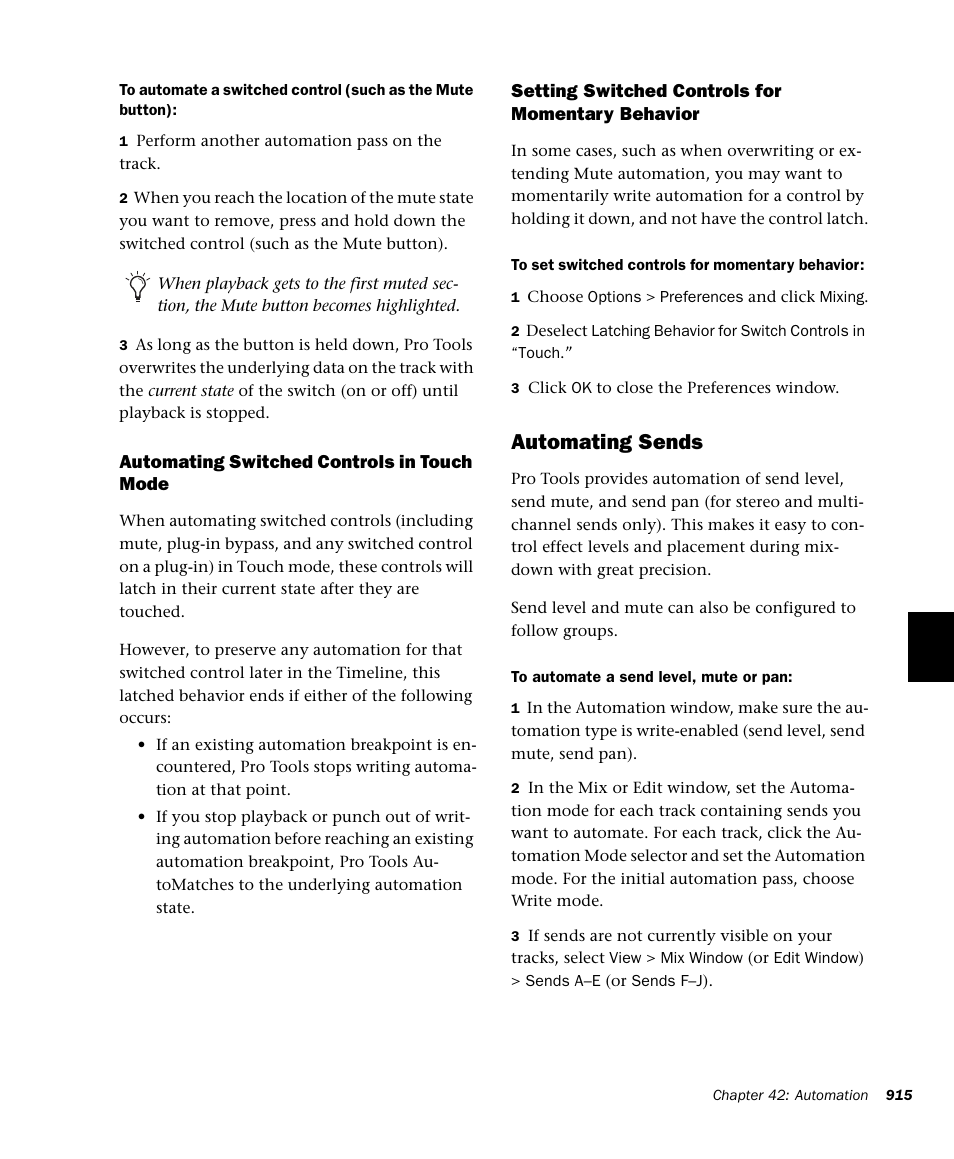 Automating sends | M-AUDIO Pro Tools Recording Studio User Manual | Page 933 / 1112