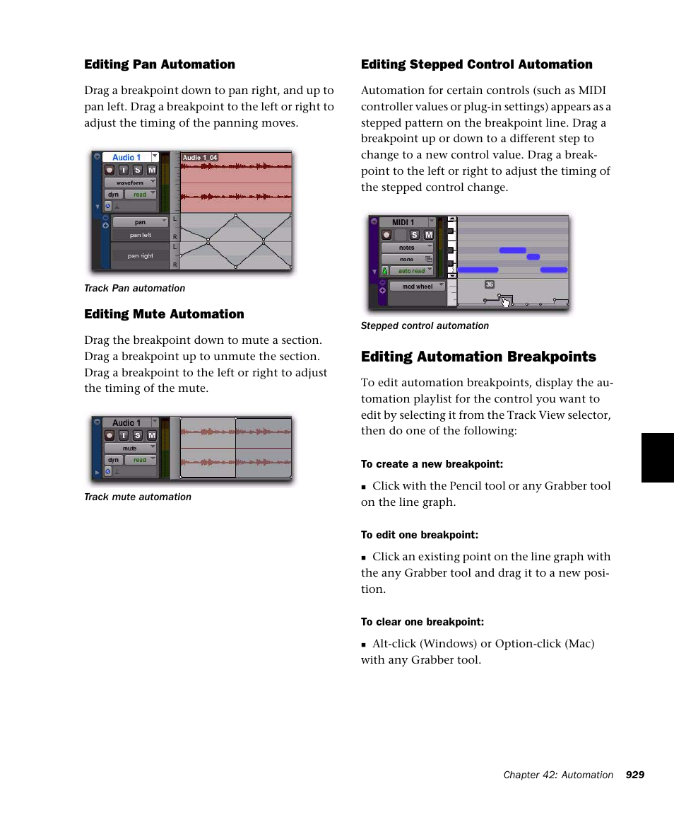 Editing automation breakpoints | M-AUDIO Pro Tools Recording Studio User Manual | Page 947 / 1112