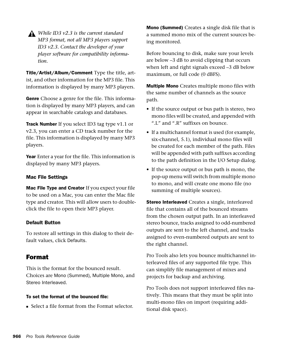 Format | M-AUDIO Pro Tools Recording Studio User Manual | Page 984 / 1112