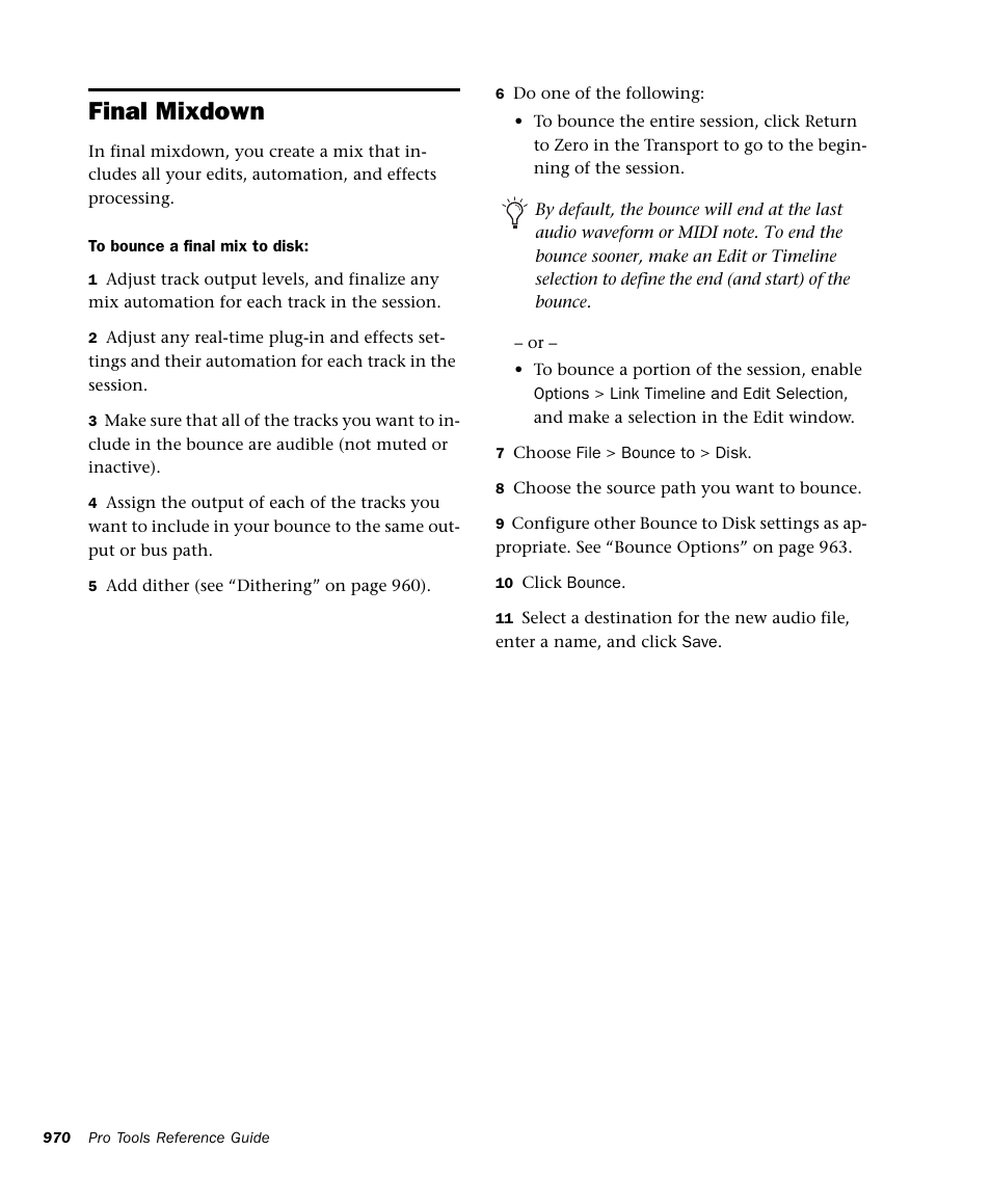 Final mixdown | M-AUDIO Pro Tools Recording Studio User Manual | Page 988 / 1112